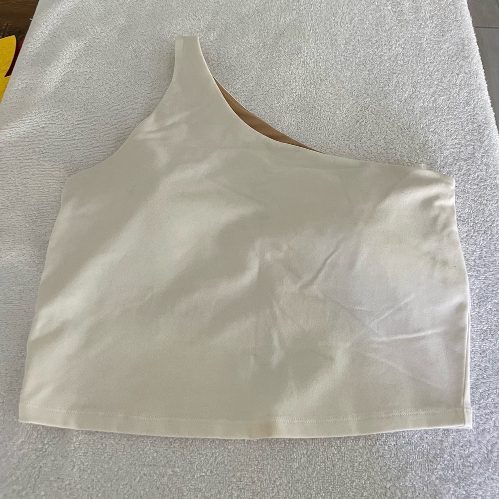 Zara One-Shoulder Beige Crop Top